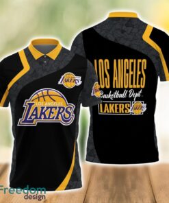 Los Angeles Lakers Style NBA Basketball Team Black 3D Polo Shirt Product Photo 1