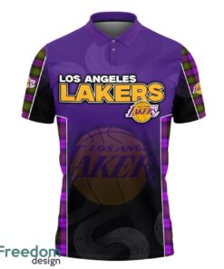 Los Angeles Lakers Style NBA Basketball Team Black 3D Polo Shirt new Designs For Fans Product Photo 2