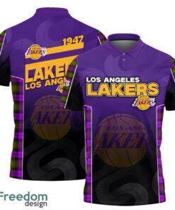 Los Angeles Lakers Style NBA Basketball Team Black 3D Polo Shirt new Designs For Fans Product Photo 1