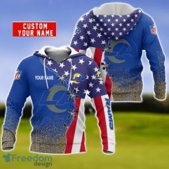 Los Angeles Rams US Flag 3D Hoodie For Sport Fans Custom Name