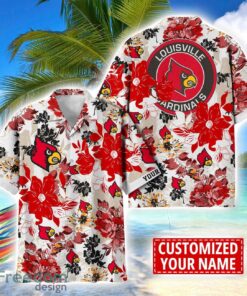 Louisville Cardinals Aloha 3D Hawaiian Shirt Flower Sport Team Beach Shirt Custom Name