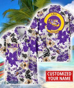 LSU TIGERS Aloha 3D Hawaiian Shirt Flower Sport Team Beach Shirt Custom Name