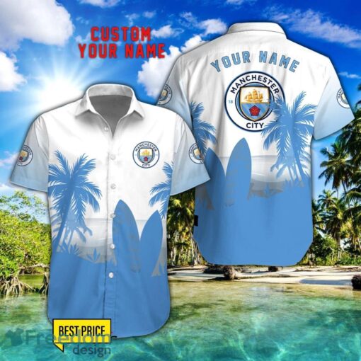 Manchester City F.C Combo Hawaiian Shirt And Shorts Surfboards Coconut Custom Name For Fans Product Photo 1