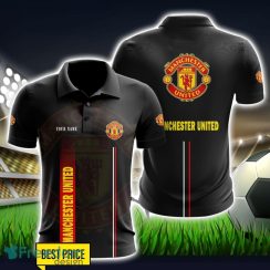 Manchester United 3D Polo Shirt Black Color For Men