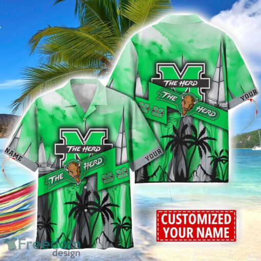 Marshall Thundering Herd Hawaii Shirt Custom Name Sports Team Beach Shirt Product Photo 1