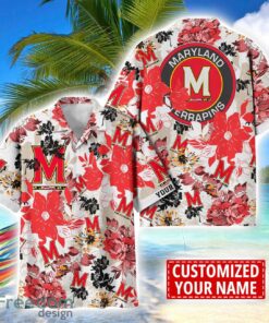 Maryland Terrapins Aloha 3D Hawaiian Shirt Flower Sport Team Beach Shirt Custom Name