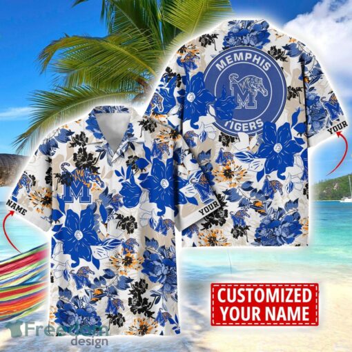 Memphis Tigers Aloha 3D Hawaiian Shirt Flower Sport Team Beach Shirt Custom Name Product Photo 1