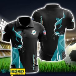 Miami Dolphins 3D Polo Shirt Black Color For Men