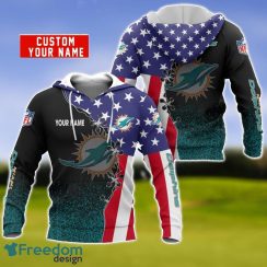 Miami Dolphins US Flag 3D Hoodie For Sport Fans Custom Name Product Photo 1