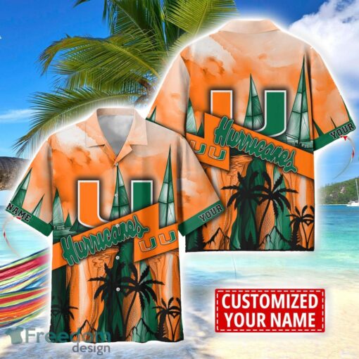 Miami Hurricanes Hawaii Shirt Custom Name Sports Team Beach Shirt Product Photo 1