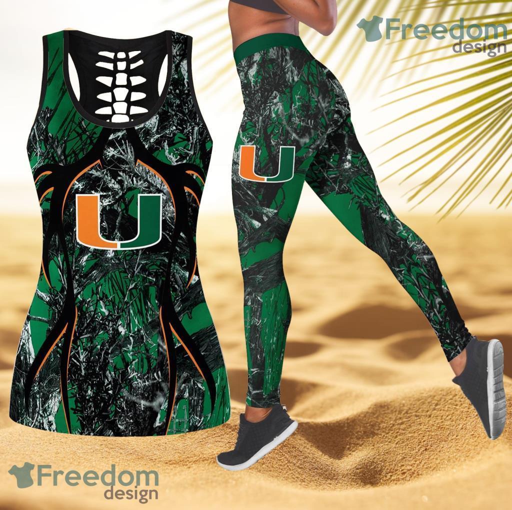 Miami Hurricanes NCAA Personalized Combo Hollow Tanktop And Leggings Gift For Women Product Photo 1