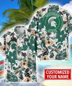 Michigan State Spartans Aloha 3D Hawaiian Shirt Flower Sport Team Beach Shirt Custom Name