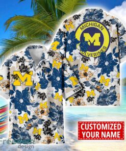 Michigan Wolverines Aloha 3D Hawaiian Shirt Flower Sport Team Beach Shirt Custom Name