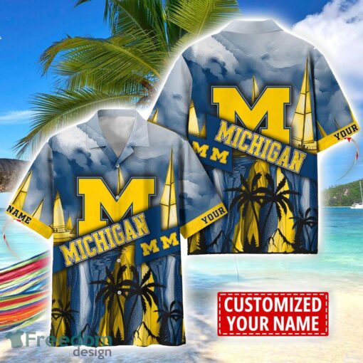 Michigan Wolverines Hawaii Shirt Custom Name Sports Team Beach Shirt Product Photo 1