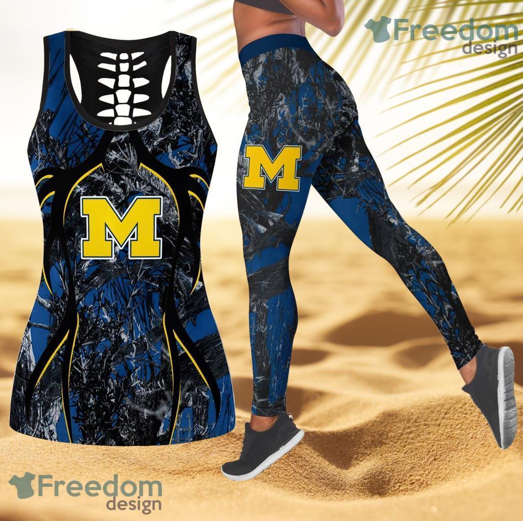 Michigan Wolverines NCAA Personalized Combo Hollow Tanktop And Leggings Gift For Women Product Photo 1