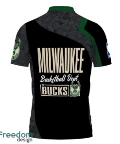 Milwaukee Bucks Style NBA Basketball Team Black 3D Polo Shirt Product Photo 3