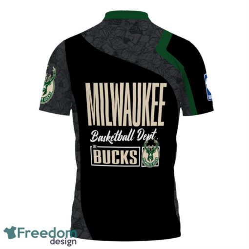 Milwaukee Bucks Style NBA Basketball Team Black 3D Polo Shirt Product Photo 3