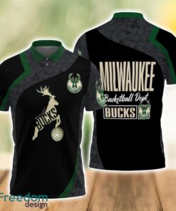 Milwaukee Bucks Style NBA Basketball Team Black 3D Polo Shirt