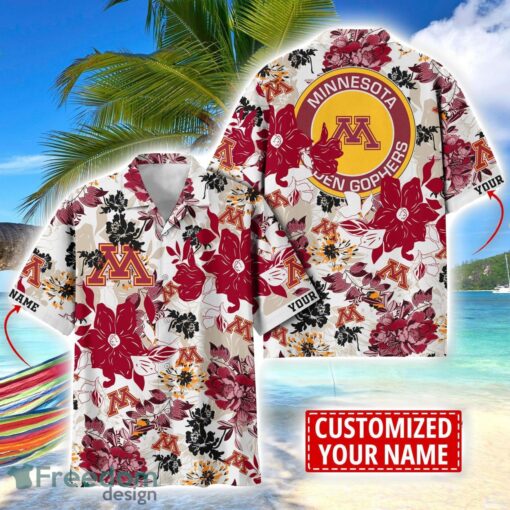 Minnesota Golden Gophers Aloha 3D Hawaiian Shirt Flower Sport Team Beach Shirt Custom Name Product Photo 1