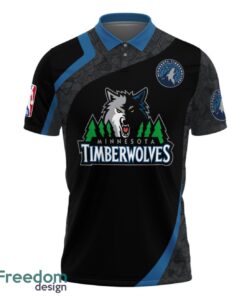 Minnesota Timberwolves Style NBA Basketball Team Black 3D Polo Shirt Product Photo 2