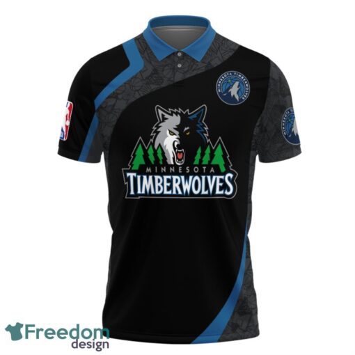 Minnesota Timberwolves Style NBA Basketball Team Black 3D Polo Shirt Product Photo 2