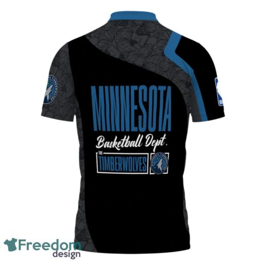 Minnesota Timberwolves Style NBA Basketball Team Black 3D Polo Shirt Product Photo 3