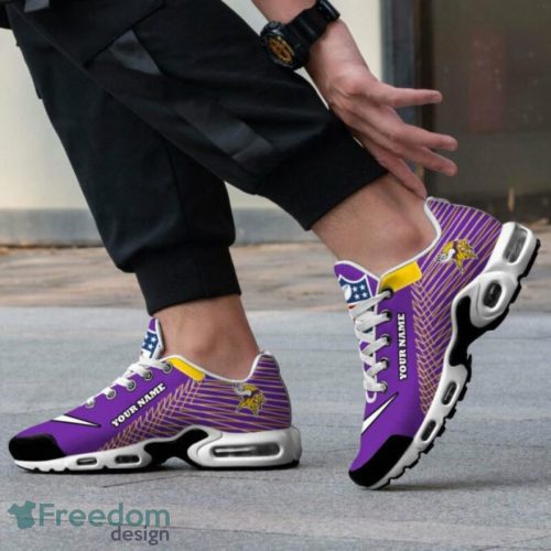 Minnesota Vikings Custom Name Striped Pattern Air Cushion Sneakers Product Photo 2