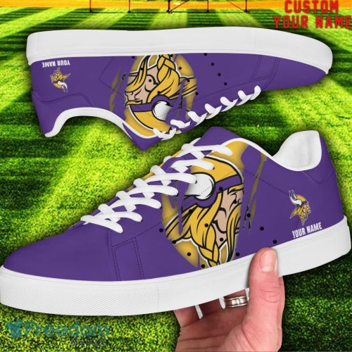 Minnesota Vikings NFL Custom Name Unique Gift Low Top Skate Shoes Gifts For Fans Product Photo 2