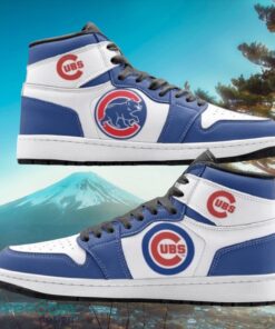 MLB Chicago Cubs White Blue Style Air Jordan Hightop Shoes