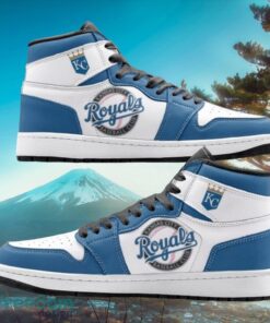 MLB Kansas City Custom White Blue Royals Air Jordan Hightop Shoes