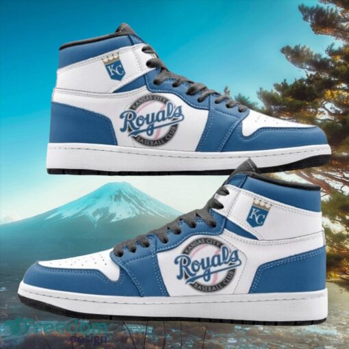 MLB Kansas City Custom White Blue Royals Air Jordan Hightop Shoes Product Photo 1