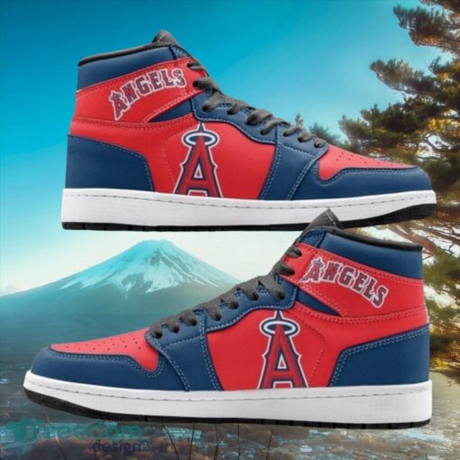 MLB Los Angeles Angels Custom Red Blue Air Jordan Hightop Shoes Product Photo 1