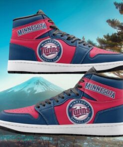 MLB Minnesota Twins Custom Red Blue Air Jordan Hightop Shoes