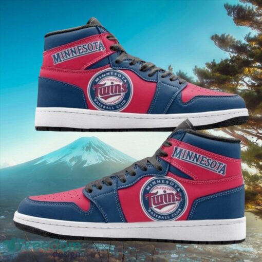 MLB Minnesota Twins Custom Red Blue Air Jordan Hightop Shoes Product Photo 1