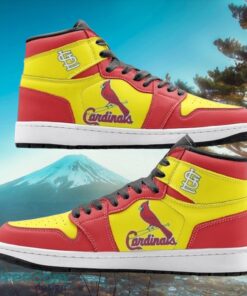 MLB St. Louis Cardinals Custom Yellow Red Air Jordan Hightop Shoes