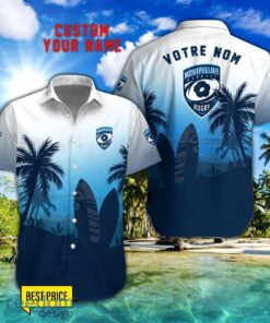 Montpellier Herault Rugby Combo Hawaiian Shirt And Shorts Surfboards Coconut Custom Name For Fans