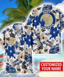 Navy Midshipmen Aloha 3D Hawaiian Shirt Flower Sport Team Beach Shirt Custom Name