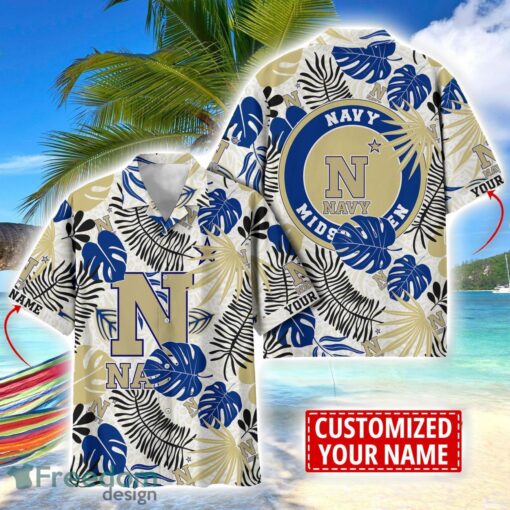 Navy Midshipmen Aloha Hawaiian Shirt Custom Name Summer Gift Holiday Team Shirt Product Photo 1