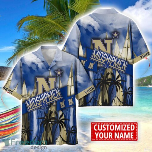 Navy Midshipmen Hawaii Shirt Custom Name Sports Team Beach Shirt Product Photo 1