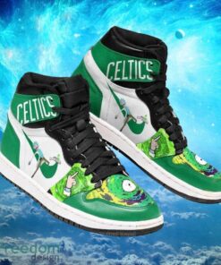 NBA Boston Celtics Rick And Morty Green White Custom Air Jordan Hightop Shoes