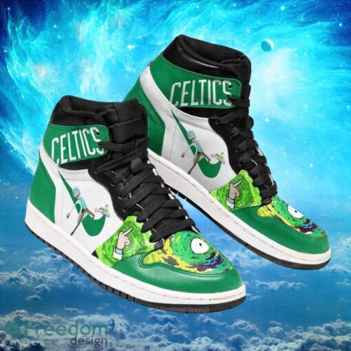 NBA Boston Celtics Rick And Morty Green White Custom Air Jordan Hightop Shoes Product Photo 1