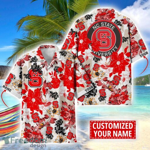 NC State Wolfpack Aloha 3D Hawaiian Shirt Flower Sport Team Beach Shirt Custom Name Product Photo 1