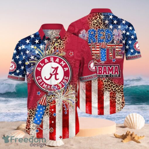 NCAA Alabama Crimson Tide Logo Design Flag America Independence Day Hawaii Shirt Full Over Print Product Photo 1