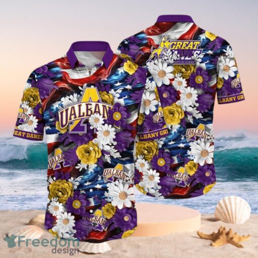 NCAA Albany Great Danes Design Logo Gift For Fan Independence Day Hawaii Shirt Full Over Print Product Photo 1