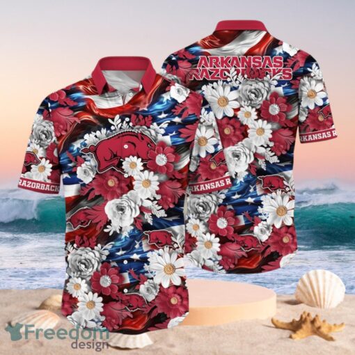 NCAA Arkansas Razorbacks Design Logo Gift For Fan Independence Day Hawaii Shirt Full Over Print Product Photo 1