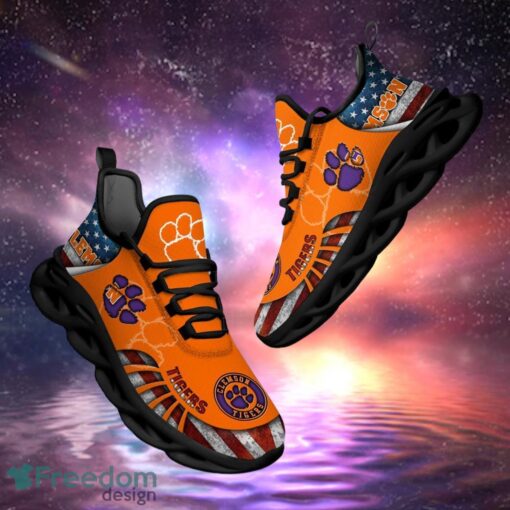 NCAA Clemson Tigers Design Logo & America Flag Gift For Fans Max Shoes Product Photo 1