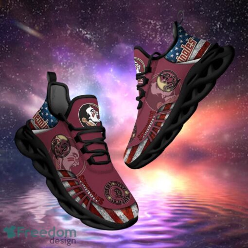 NCAA Florida State Seminoles Design Logo & America Flag Gift For Fans Max Shoes Product Photo 1