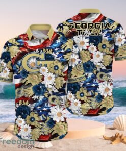 NCAA Georgia Tech Yellow Jackets Design Logo Gift For Fan Independence Day Hawaii Shirt Full Over Print