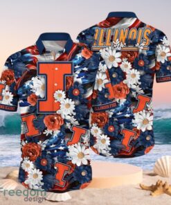 NCAA Illinois Fighting Illini Design Logo Gift For Fan Independence Day Hawaii Shirt Full Over Print