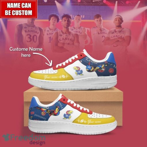 NCAA Kansas Jayhawks Air Force Sneakers AF1 Personalized Name Special Gift Product Photo 1